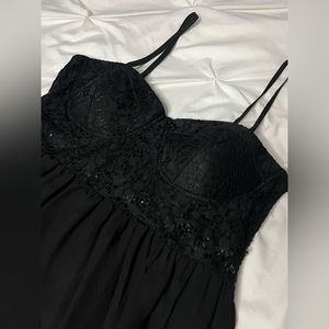 Black Lace Material Girl Mini Dress (Size XL)